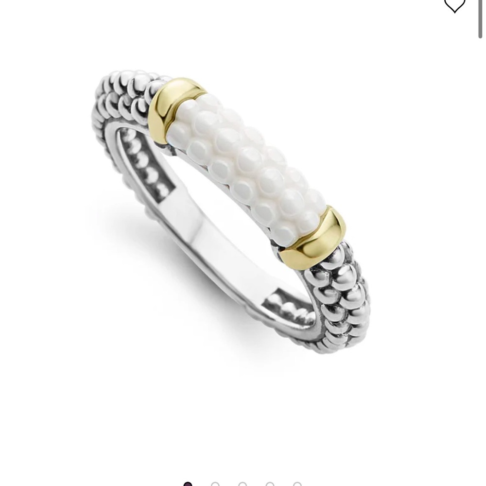Lagos Ceramic Two-Tone Caviar Stacking Ring